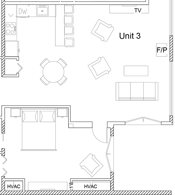 Suite 3 floor plan in Whitefish Montana